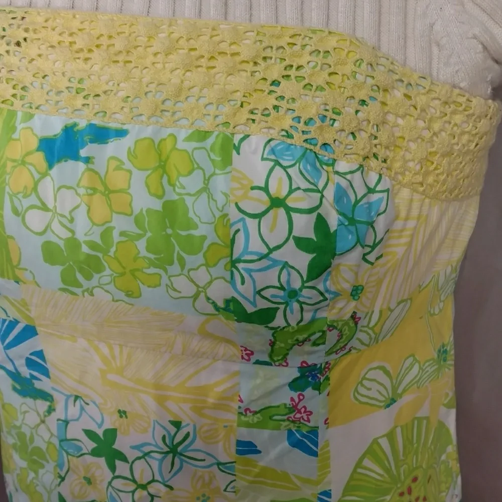 Lilly Pulitzer Bright Patchwork Cotton Summer Sundress Strapless Dress Colorful - Picture 5 of 8